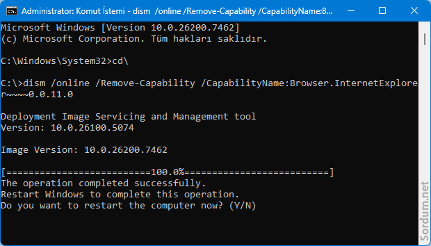DISM ile İnternet explorer kaldır DISM ile İnternet explorer kaldır