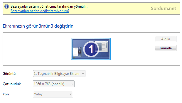 Ekran çözünürlüğü sabit