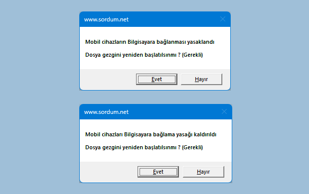 Mobil cihaz ayarı yasaklandı Mobil cihaz ayarı yasaklandı