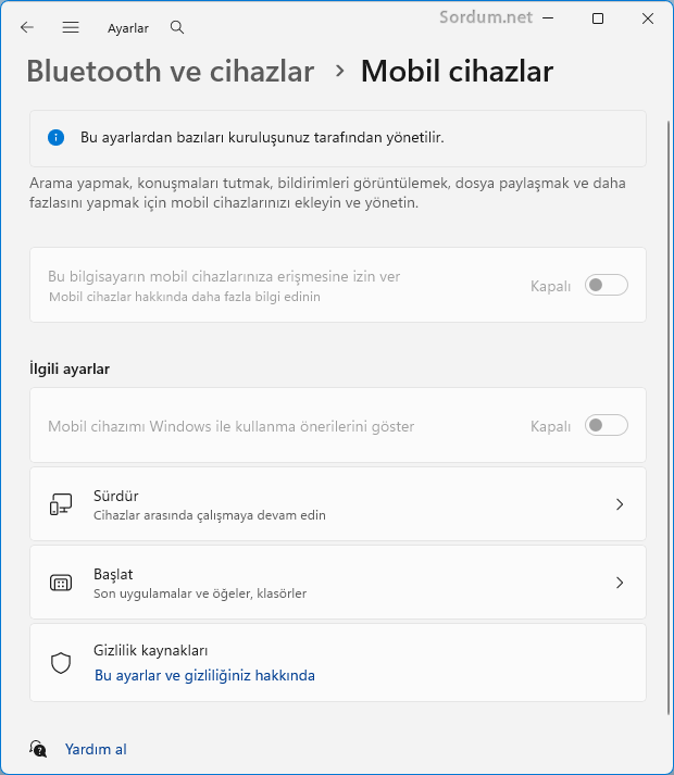 Mobil cihazlar ayarı silik Mobil cihazlar ayarı silik