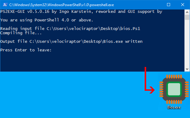 Powershell den exe yapma süreci