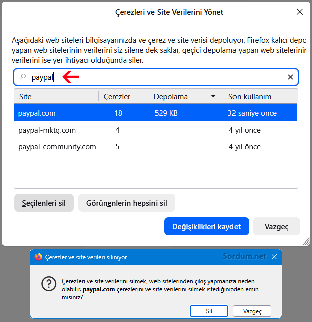 Firefox Çerezler