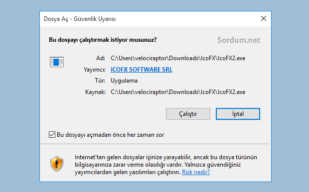 dosya açmada guvenlik uyarısı
