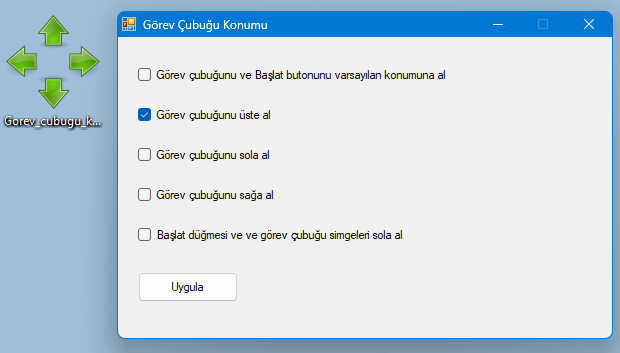 Görev çubuğunu üste veya yana al Görev çubuğunu üste veya yana al